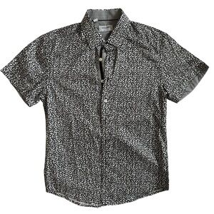 Duchamp London Men’s Button Up Shirt Size S/37 Medium Black White Abstract Print